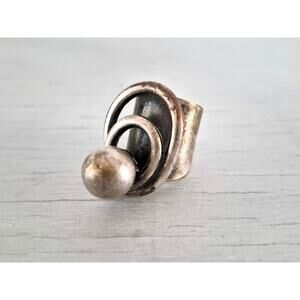 Vintage AD Design Denmark Modernist Orb Silver Ring
